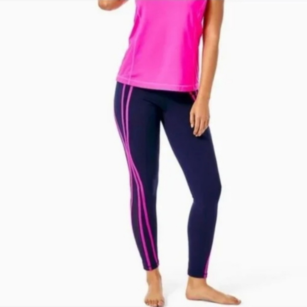 Lilly Pulitzer Weekender High Rise Leggings True Navy Pink XL EUC